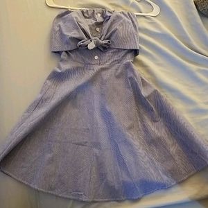 Blue and white striped dress